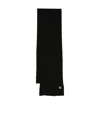 Stone Island Compass-patch Ribbed-knit Scarf In Black