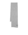 Stone Island Compass-patch Ribbed-knit Scarf In Gray