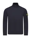Stone Island Compass Logo Turtleneck Sweater In Blue