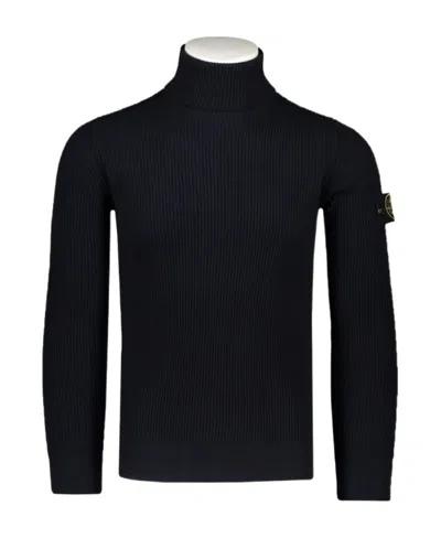 Stone Island Compass-patch Rollneck Jumper In Blue