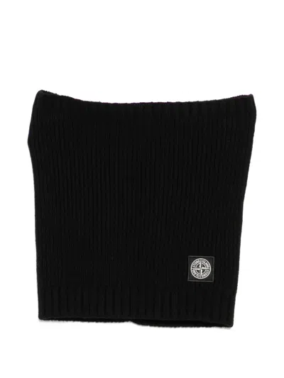 Stone Island Kids' Compass-patch Scarf In Black