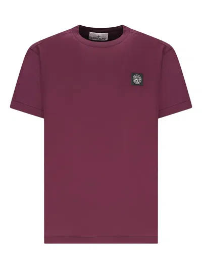 Stone Island Compass-patch Short-sleeve T-shirt In Purple