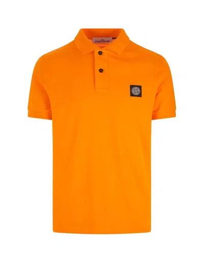 Stone Island Compass Patch Short-sleeved Polo Shirt In Arancione