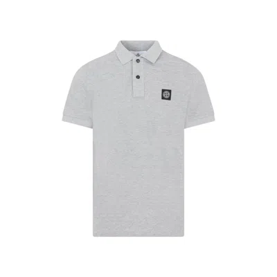 Stone Island Compass Patch Short-sleeved Polo Shirt In Grey