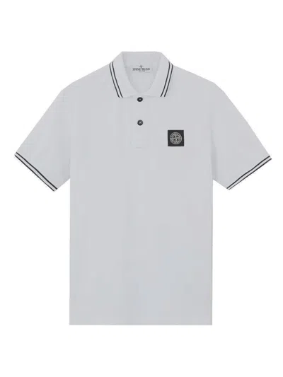 Stone Island Kids' Compass Patch Short-sleeved Polo Shirt In White