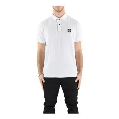 Stone Island Compass Patch Short-sleeved Polo Shirt In White