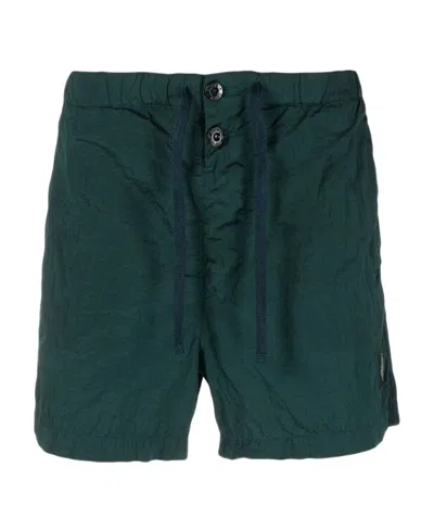 Stone Island Compass-patch Shorts In Green