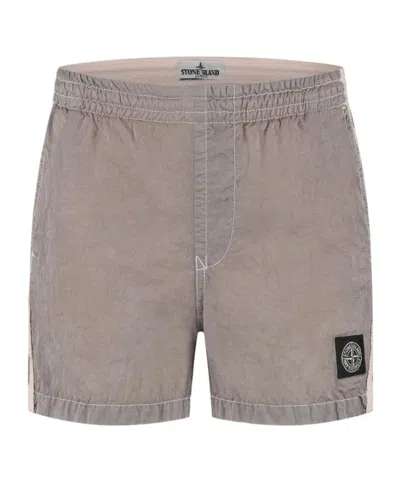 Stone Island Compass Patch Shorts In Neutral
