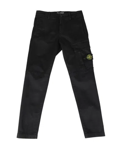 Stone Island Compass-patch Straight-leg Trousers In Black