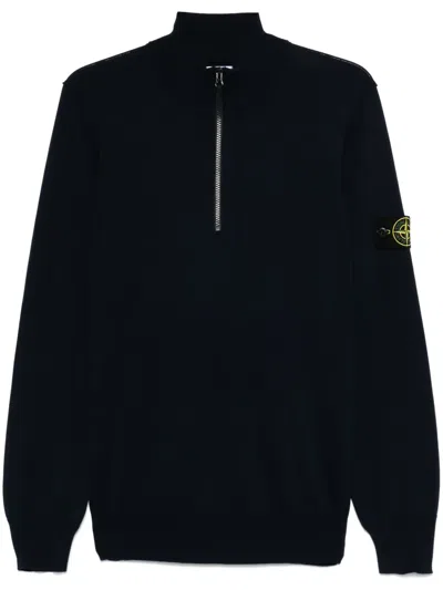 Stone Island Compass-patch Sweater In Blue