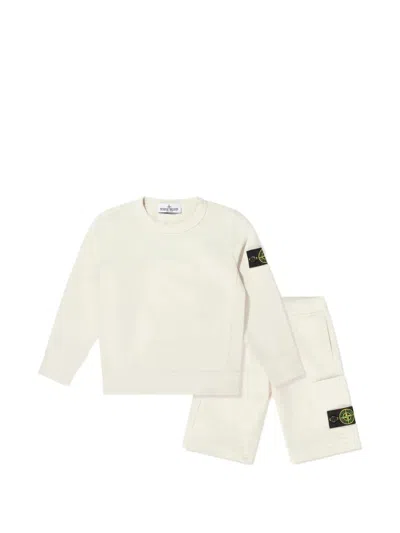 Stone Island Kids' Compass Patch Sweatshirt And Shorts Set In Neutral