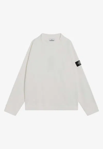 Stone Island Compass Patch Sweatshirt With Gradient Elbow In White
