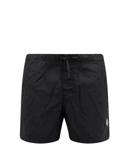 Stone Island Compass Patch Swim Shorts In Black