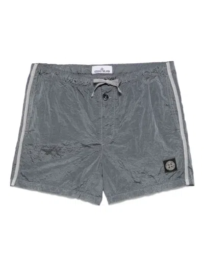 Stone Island Badeshorts Mit Kompass-patch In Grau