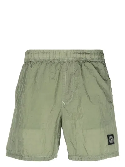 Stone Island Compass-patch Swim Shorts In Green