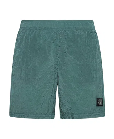 Stone Island Compass-patch Swim Shorts In Green