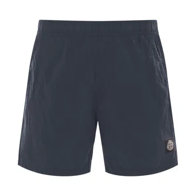 Pre-owned Stone Island Compass Patch Swim Shorts 'navy Blue' | Men's Size Xl