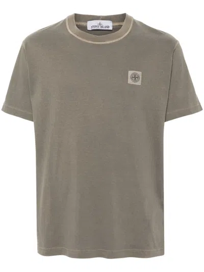 Stone Island Compass Patch T-shirt In Grau