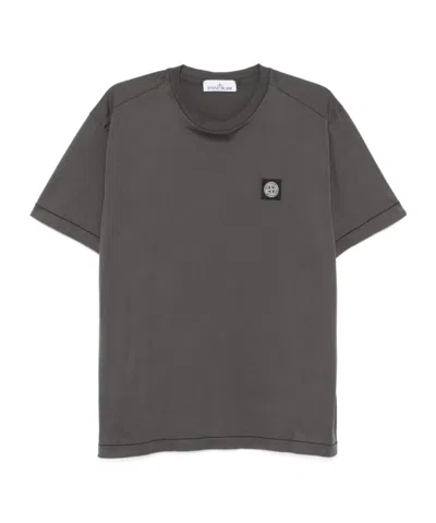 Stone Island Compass-patch T-shirt In Gray