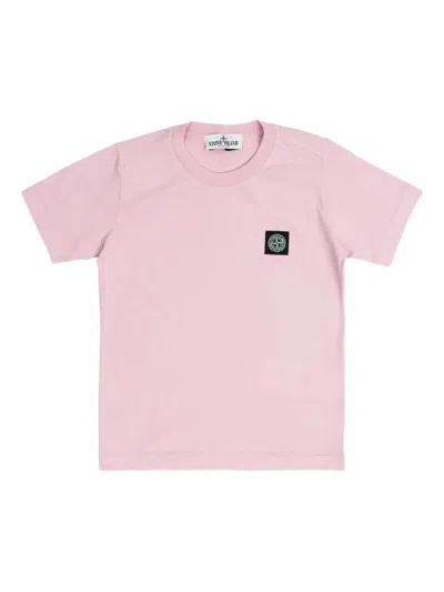 Stone Island Kids' Compass-patch T-shirt In Pink