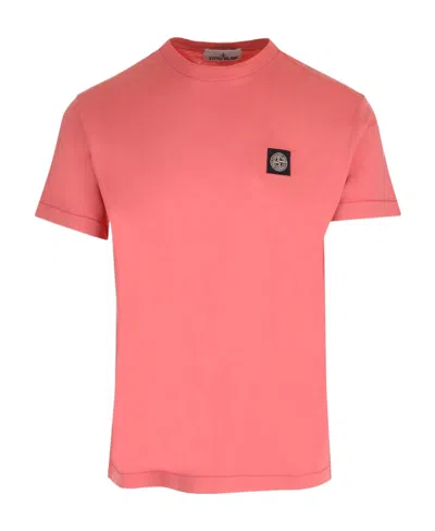 Stone Island Compass Patch T-shirt In Pink