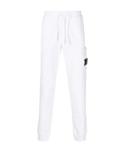 Stone Island Compass-patch Tapered Track Pants In White