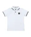Stone Island Logo Patch Stretch Piquet Polo Shirt Kids In White