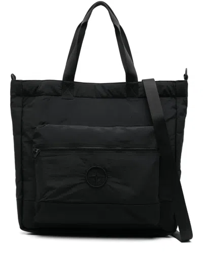 Stone Island Shopper Mit Kompass-patch In Schwarz