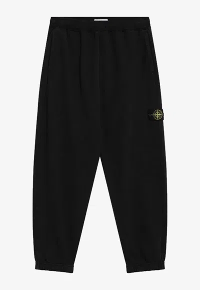 Stone Island Compass Patch Track Pants In Black