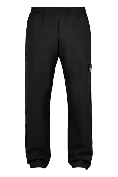 Stone Island Compass Patch Track Trousers In Black