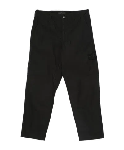 Stone Island Compass Patch Trousers In Black