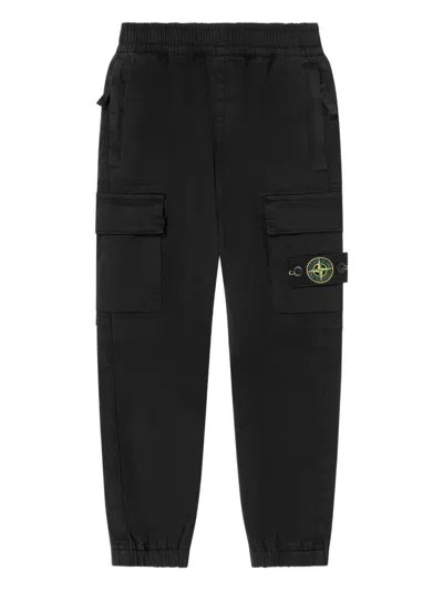 Stone Island Kids' Compass-patch Trousers In Black