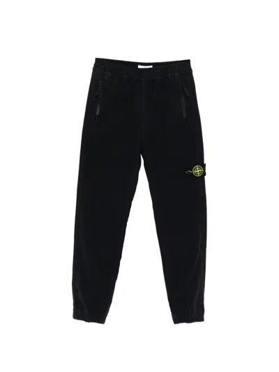 Stone Island Kids' Compass-patch Trousers In Black