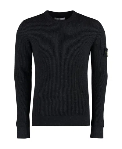STONE ISLAND COMPASS-PATCH VIRGIN-WOOL JUMPER