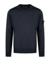 Stone Island Navy Blue Sleeve Logo Patch Sweater In Black