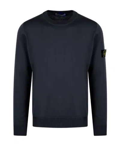 Stone Island Compass-patch Virgin Wool Jumper In Black