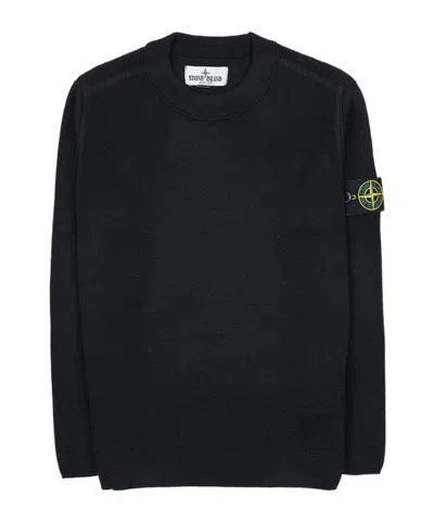 Stone Island Compass-patch Virgin Wool Jumper In Black
