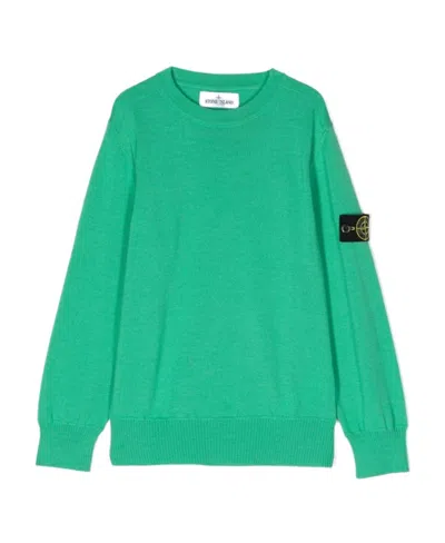 Stone Island Compass-patch Wool Jumper In Green