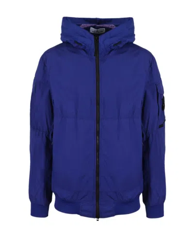 Stone Island Compass-patch Zip-front Lightweight Jacket In Cornflower Blue