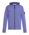 Stone Island Compass Patch Zip-up Hoodie In Purple