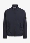Stone Island Stretch Polyester Jacket Elastic Cuffs High Collar In Blue