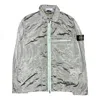 Stone Island Compass Patch Zip Up Jacket 'green' In Gray