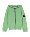 Stone Island Compass-patch Zip-up Jacket In Green