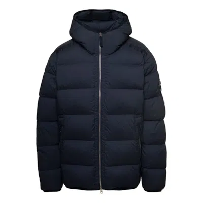 Stone Island Compass Patch Zip-up Puffer Jacket 'navy' In Blue