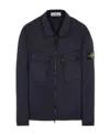 Stone Island Compass-patch Zip-up Shirt In Blue