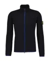 Stone Island Compass-patch Zip-up Sweatshirt In Blue