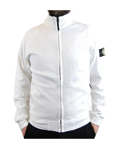 Stone Island Compass Patch Zipped Sweatshirt In White