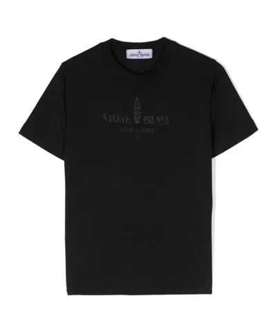 Stone Island Compass-print Cotton T-shirt In Black