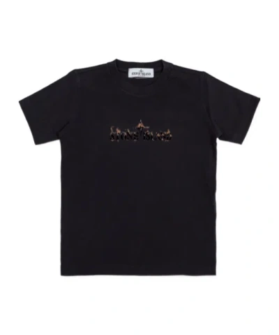Stone Island Compass-print Cotton T-shirt In Black