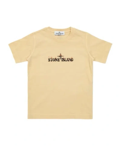 Stone Island Compass-print Cotton T-shirt In Nude